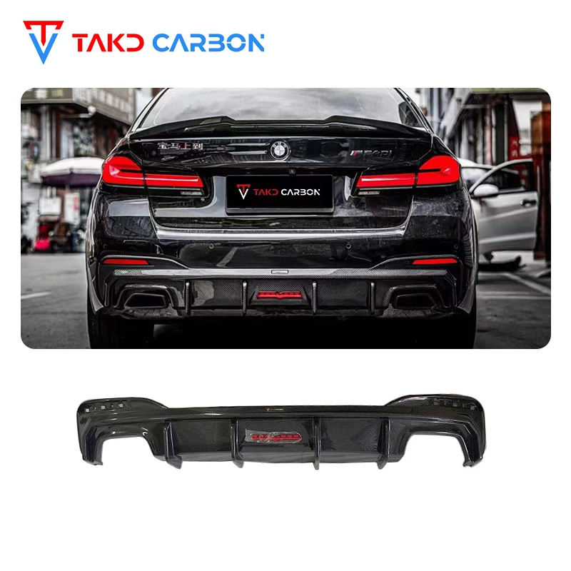 

TAKD Carbon Design Car Auto Accessories 3k Twill Dry Carbon Fiber Rear Bumper Diffuser Lip for bmws 5 Series G30 G38 2021-UP