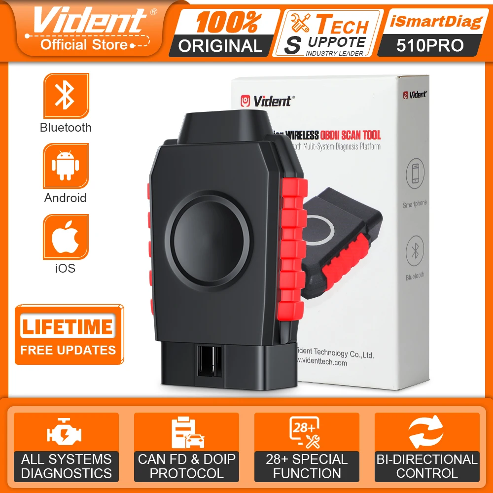 Vident ISmartDiag510 510Pro OBD2 Scanner All System Car Diagnostic Auto Scanner OBD Car Code Reader Bi-Directional Scanner