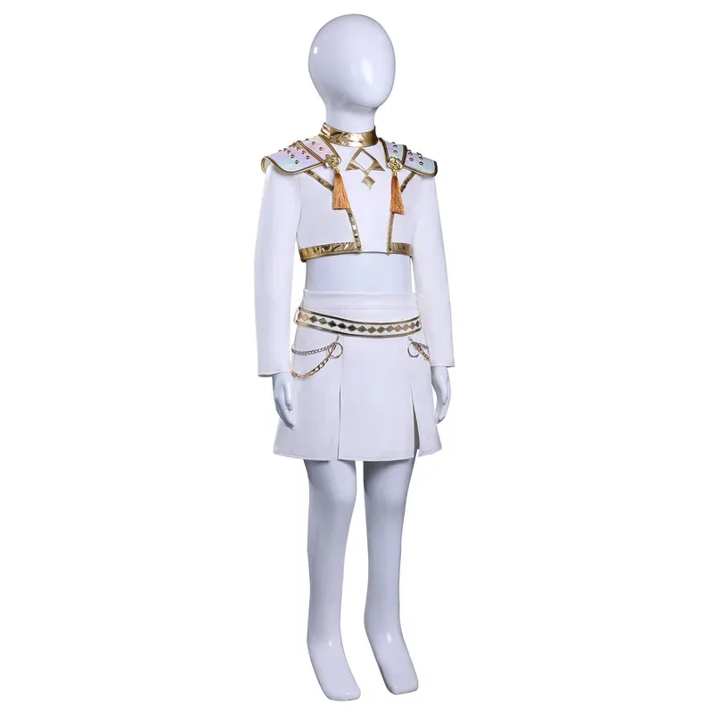 EN STOCK, traje de cuero blanco Rumi Mira Zoey para niños, conjunto de disfraz, fiesta de juegos de rol de Carnaval de Halloween para niñas, 2'a, 6.h;8'v,