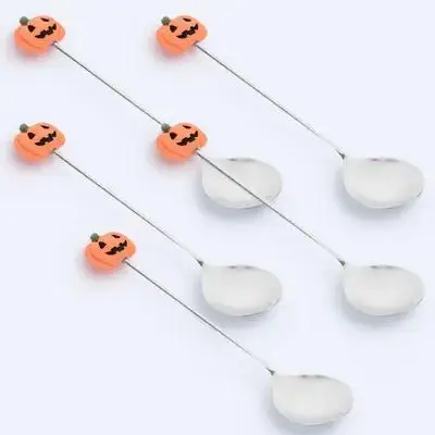 

6pcs Halloween Tableware Set Stainless Steel Dessert Pumpkin Spoons Silverware Multipurpose Spoon for Home Cafe Restaurant