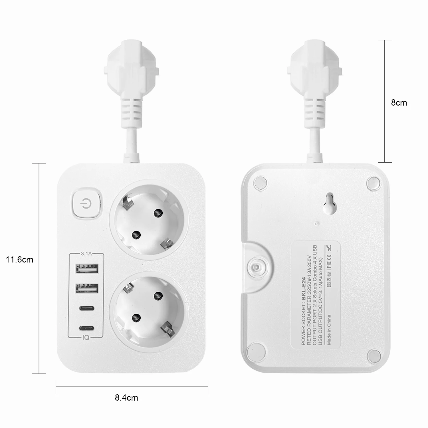 EU Plug AC Outlet Power Strip Extension Electrical Socket With USB Charger Home Appliance Office