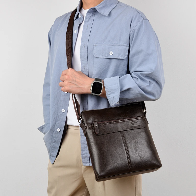 Business-Casual-Rucksack für Herren, Umhängetasche aus PU-Leder mit mehreren Fächern und großem Fassungsvermögen – Detail 7