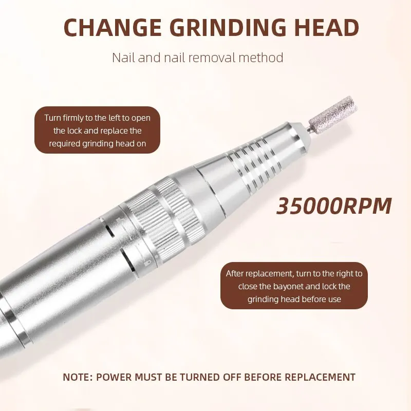 35000RPM Portable Electric Nail Drill Machine With LCD Display Nails Sander Rechargeable Manicure Machine