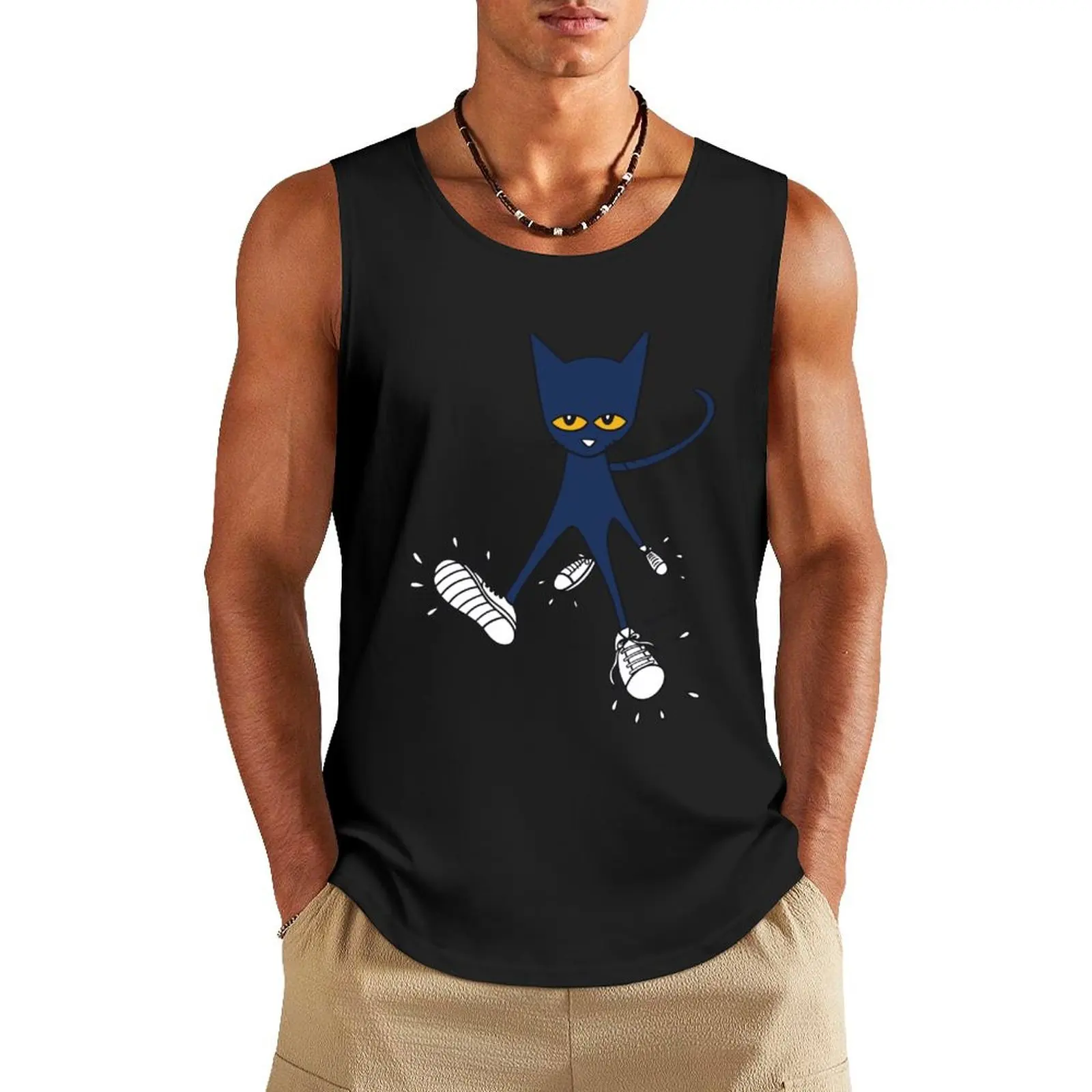 Pete the cat Tank Top t-shirt for men Men's gym articles T-shirt male cool things