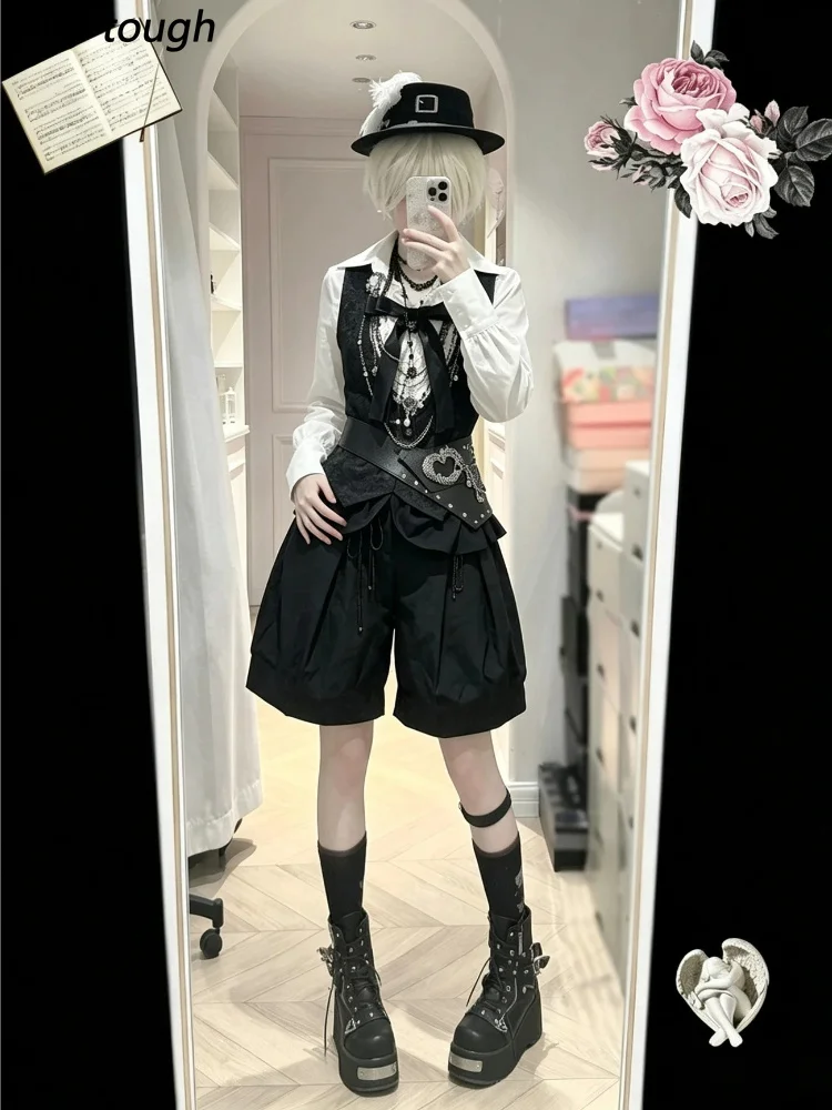 Japanese Gothic Harajuku Women’s 2 Piece Set Chic Vintage 2000s French Elegant Sweet Dark Court Style Autumn Winter Outfits 2026 view 2