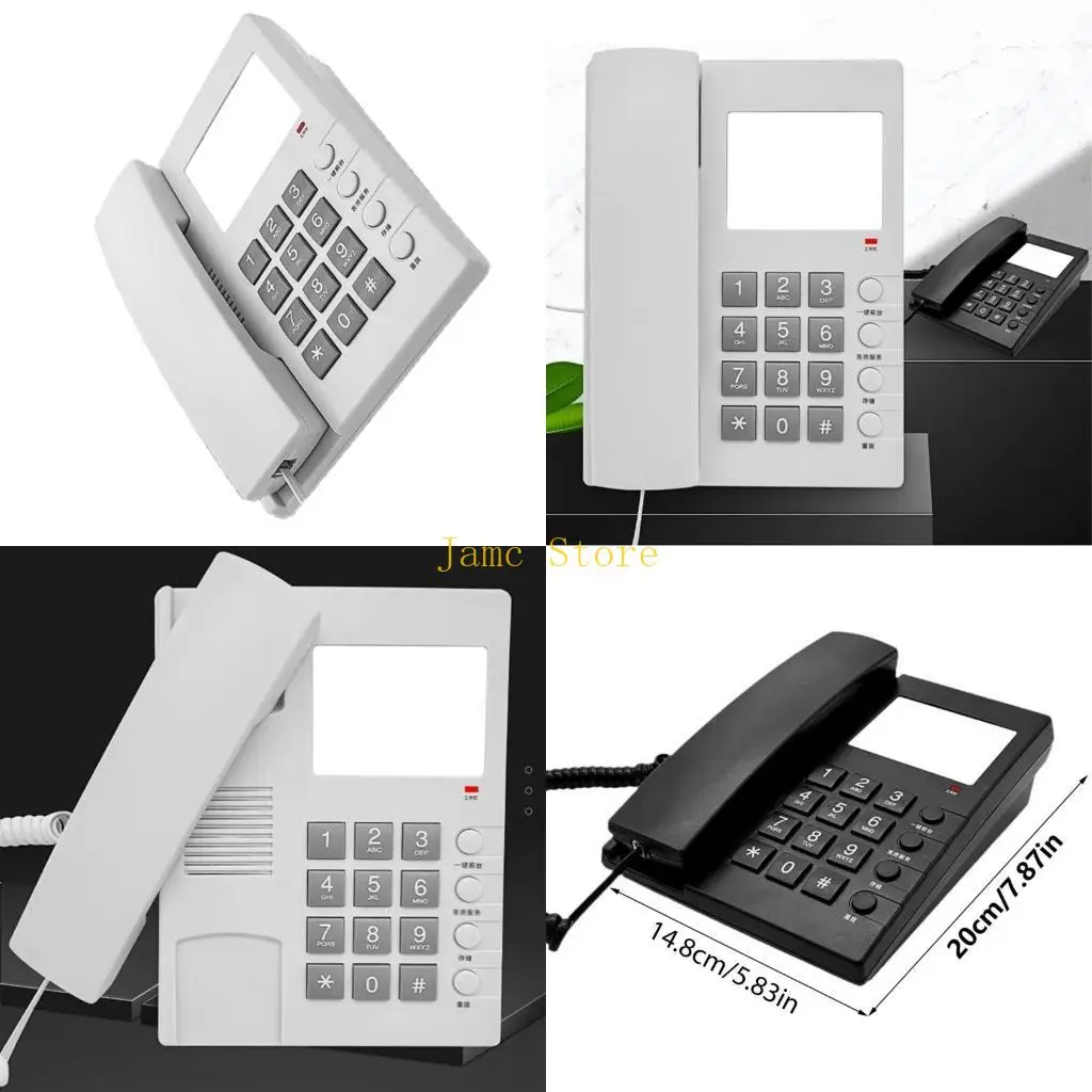 LX0B Corded Landline Wall Mount Hotel Telephone with Large Buttons for Easy Rj11 Port