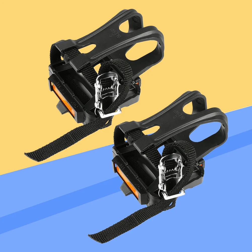 

1Pair Cycling Pedal Toe Clips Heavy Duty Nylon Straps for Road Bike Compatible with Reflector Mount Holes Secure Fit