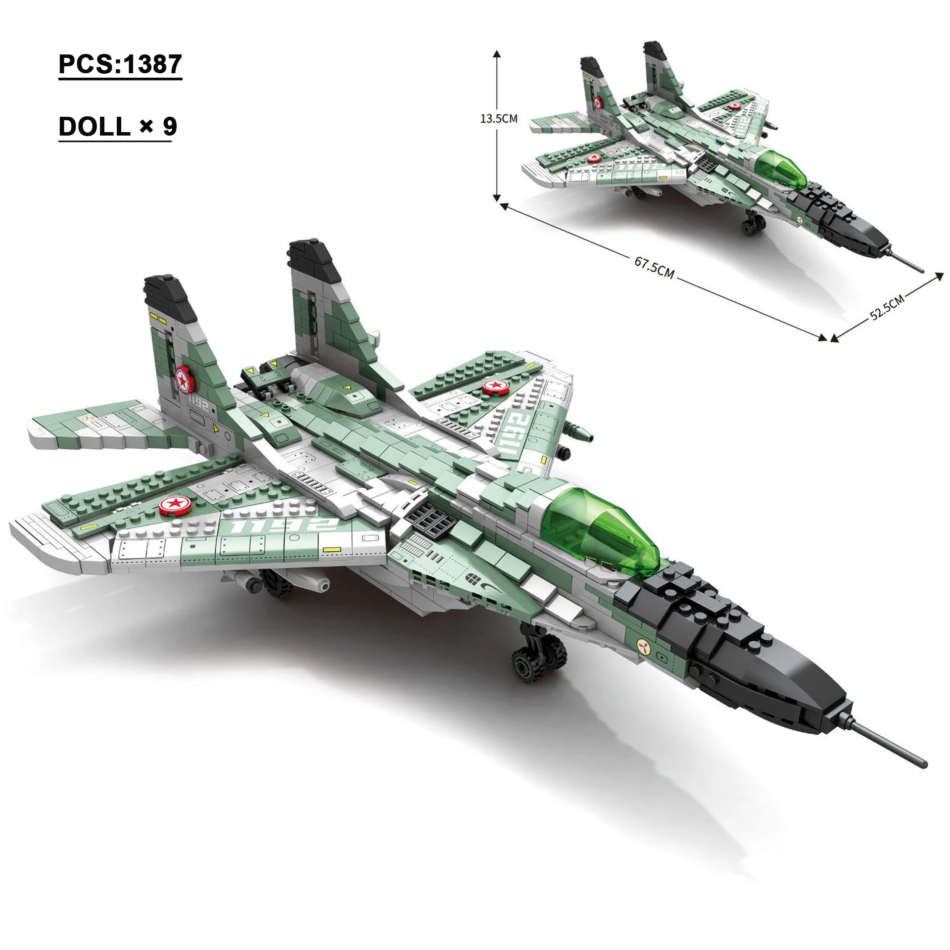 67.5Cm Large Mig-29 Aircraft Assembling Fighter Pellet Building Block Toy Boys Diy Assembly Model for Children's Christmas Gift