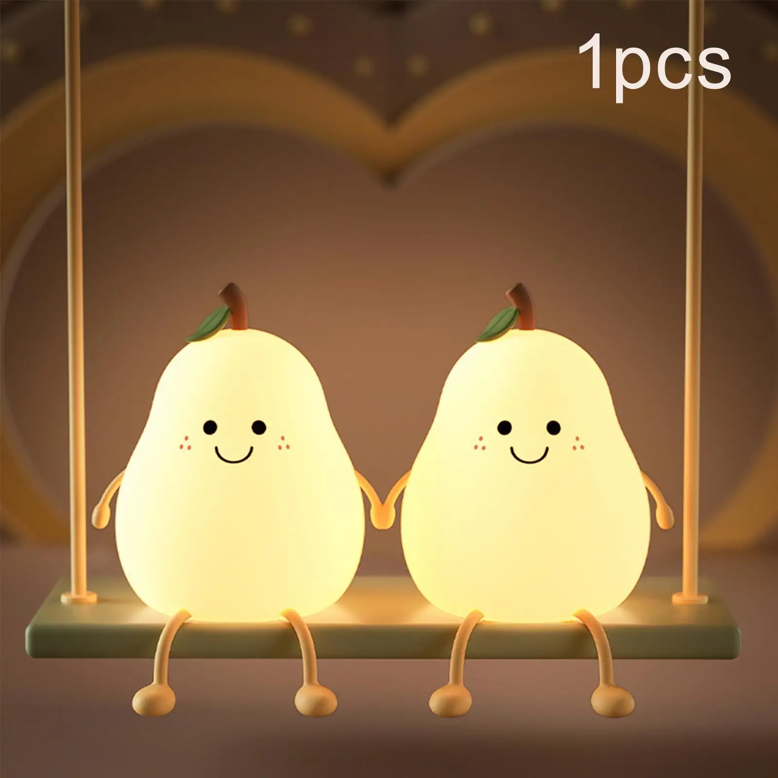 Colorful Smile Pear Shape Silicone LED Night Light Table Lamp Rechargeable