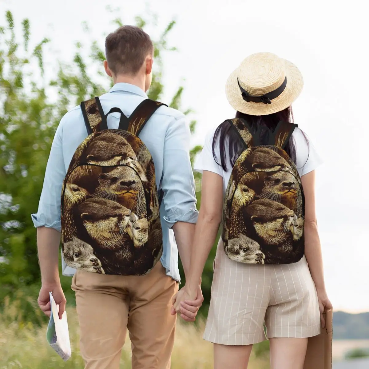 Kawaii Sea Otters Cute Animal Backpack for Men Women Cool High School Hiking Travel Daypack Laptop Computer Shoulder Bag Sports