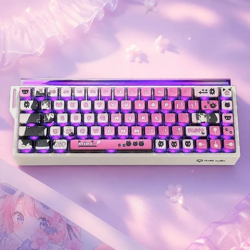 NEW Black Cat Girl Anime Theme Keycap Mechanical Keyboard Cherry PBT Customized Cute Keycap PC Game Keyboard Accessories Gift