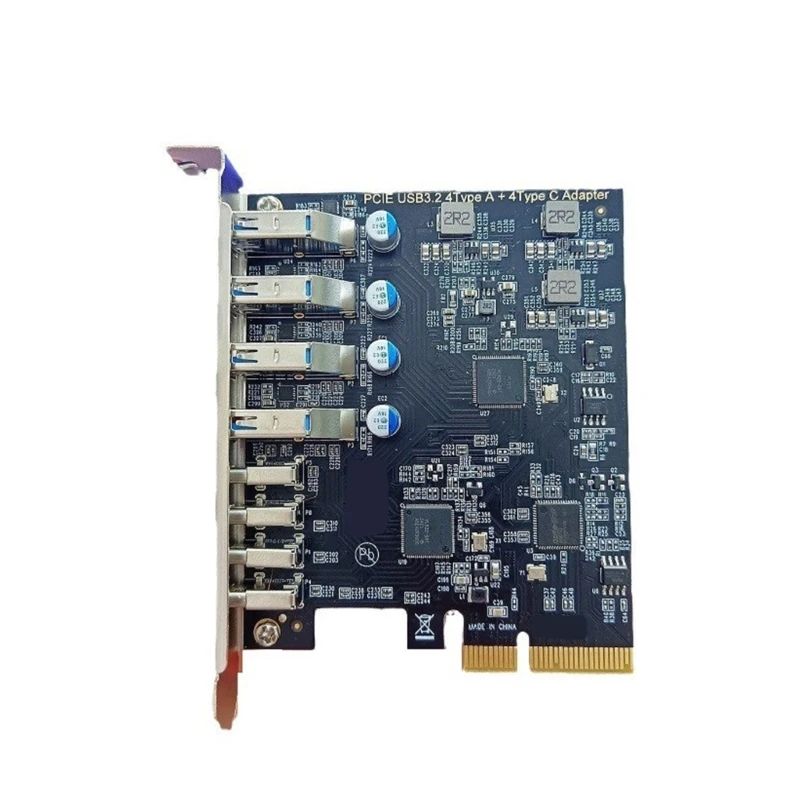 PCIe to 4 USB 3.2 and 4 Type C Port Expansion Card, ASM1142 Control,10Gbps Not Need Driver for Desktop Computers