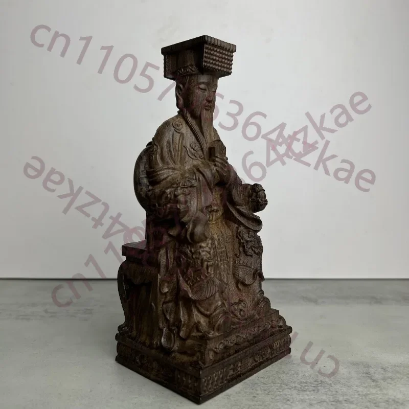 Hand-Carved Vietnam Agarwood Jade Emperor Statue - 11