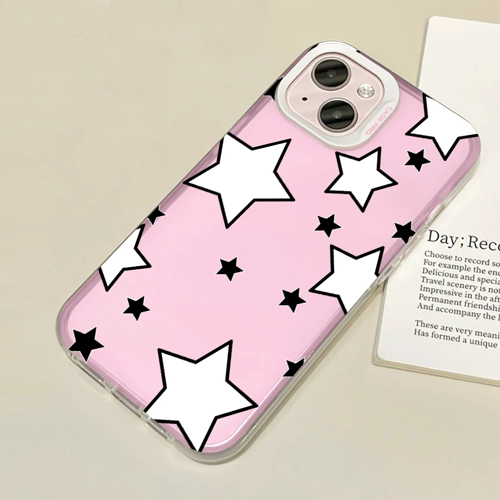 

Soft TPU Pink Phone Case for iPhone 14 13 ProMax XR XS Max 7 8 Plus SE Protection Shell for iPhone 12 11 Korean Star Carcasa