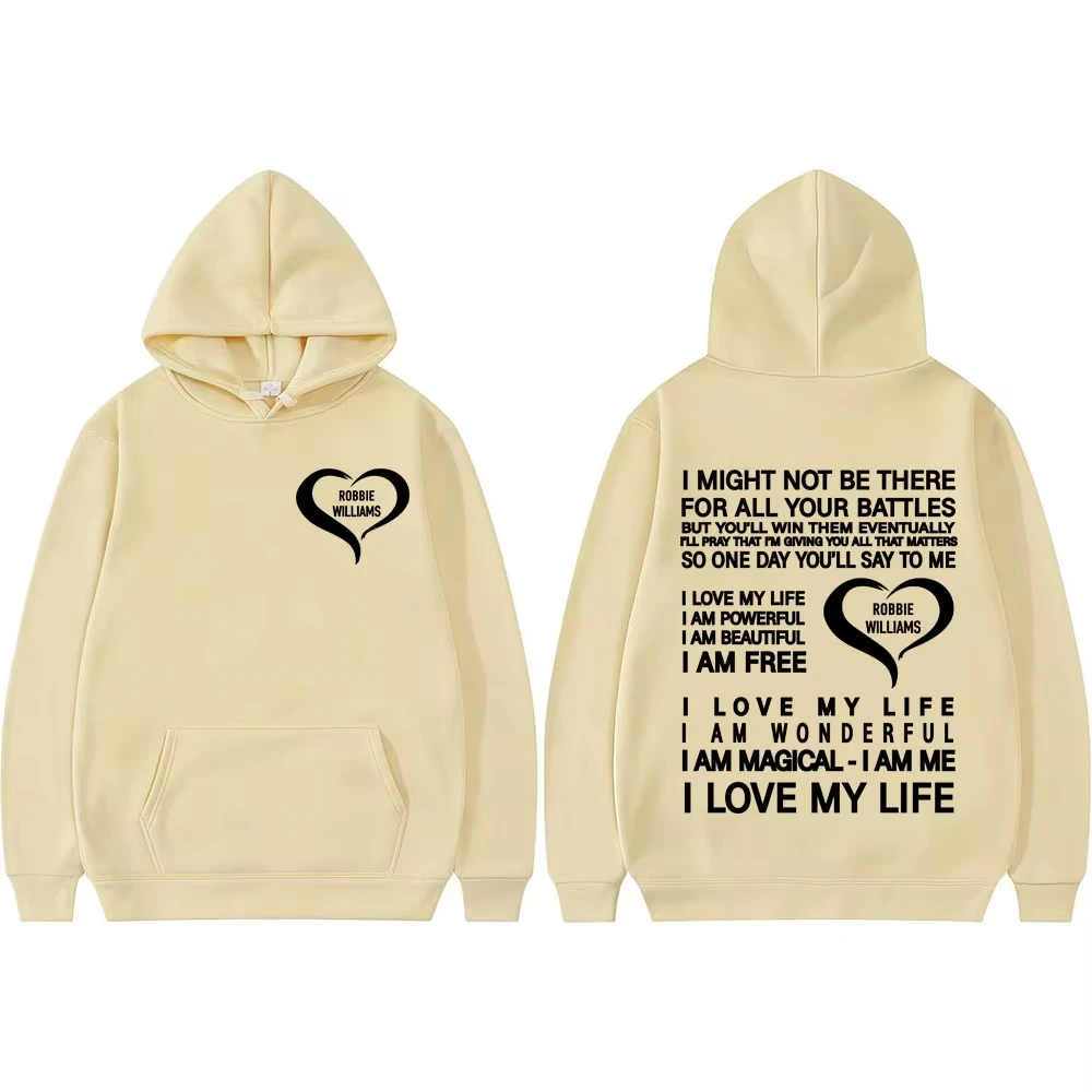 أنا أحب حياتي أنا هوديس قوي روبي ويليامز لايف تور 2025 ميرش هوديي الرجال النساء الموضة الجمالية البلوفرات المتضخم #4