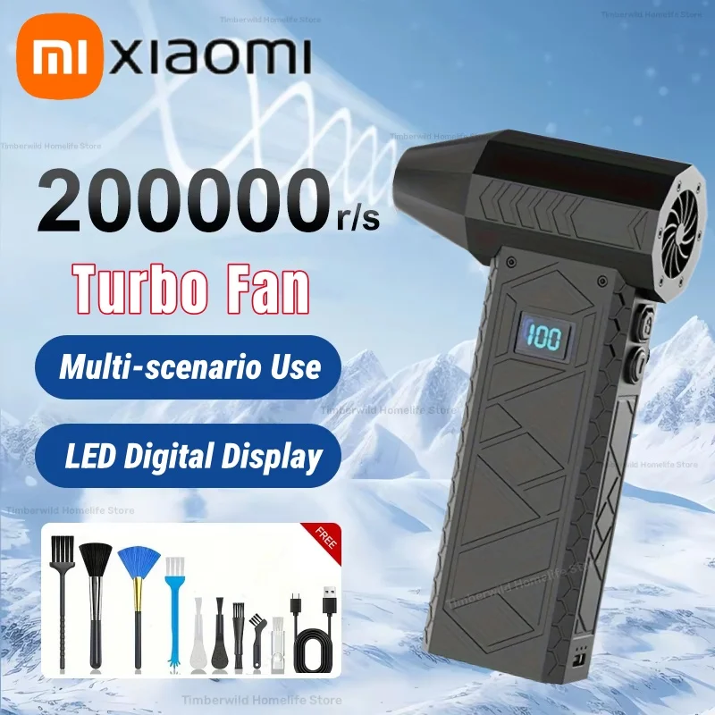 

Xiaomi 200000RPM Mini Turbo Jet Fan Electric Air Duster Adjustable Wind Speed Turbo Violent Blower Rechargeable With LED Display