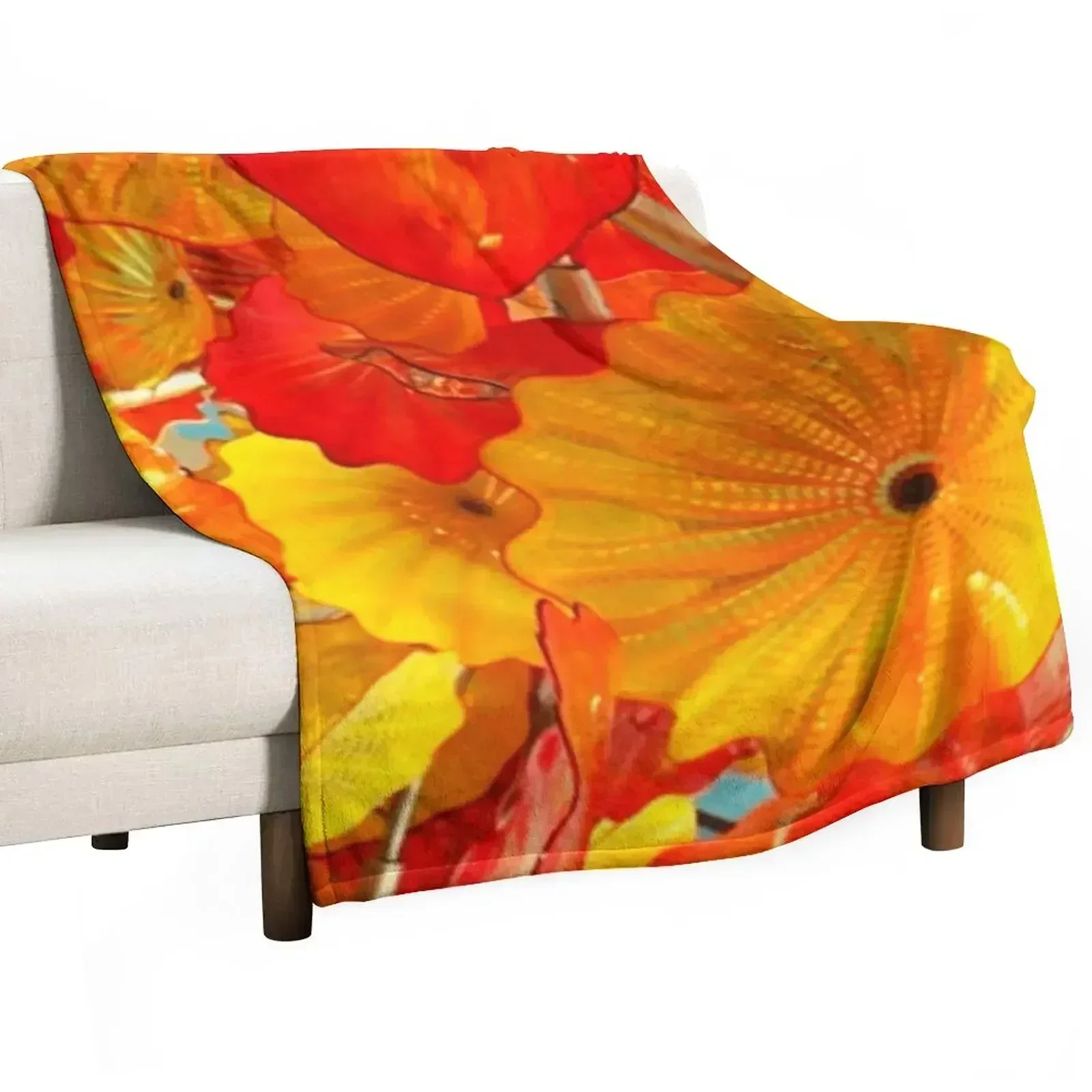 Chihuly Art Red And YellowA-line Dress Throw Blanket valentine gift ideas Flannel Fabric Luxury Blankets