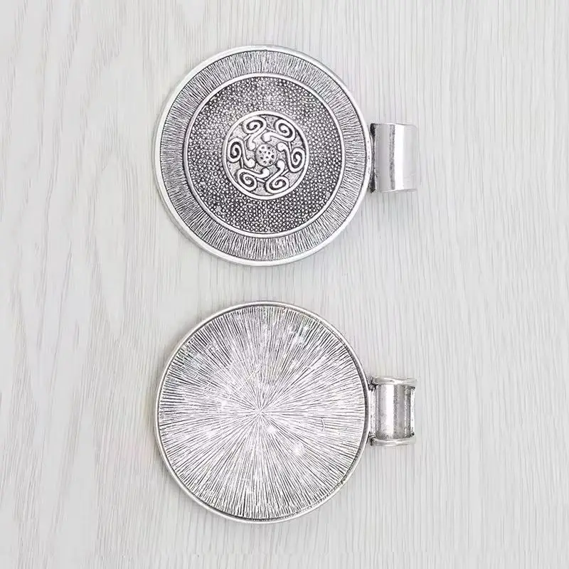 2 x Tibetan Silver Boho Bohemian Large Round Medallion Charms Pendants For Necklace Jewelry Making Findings 76x62mm
