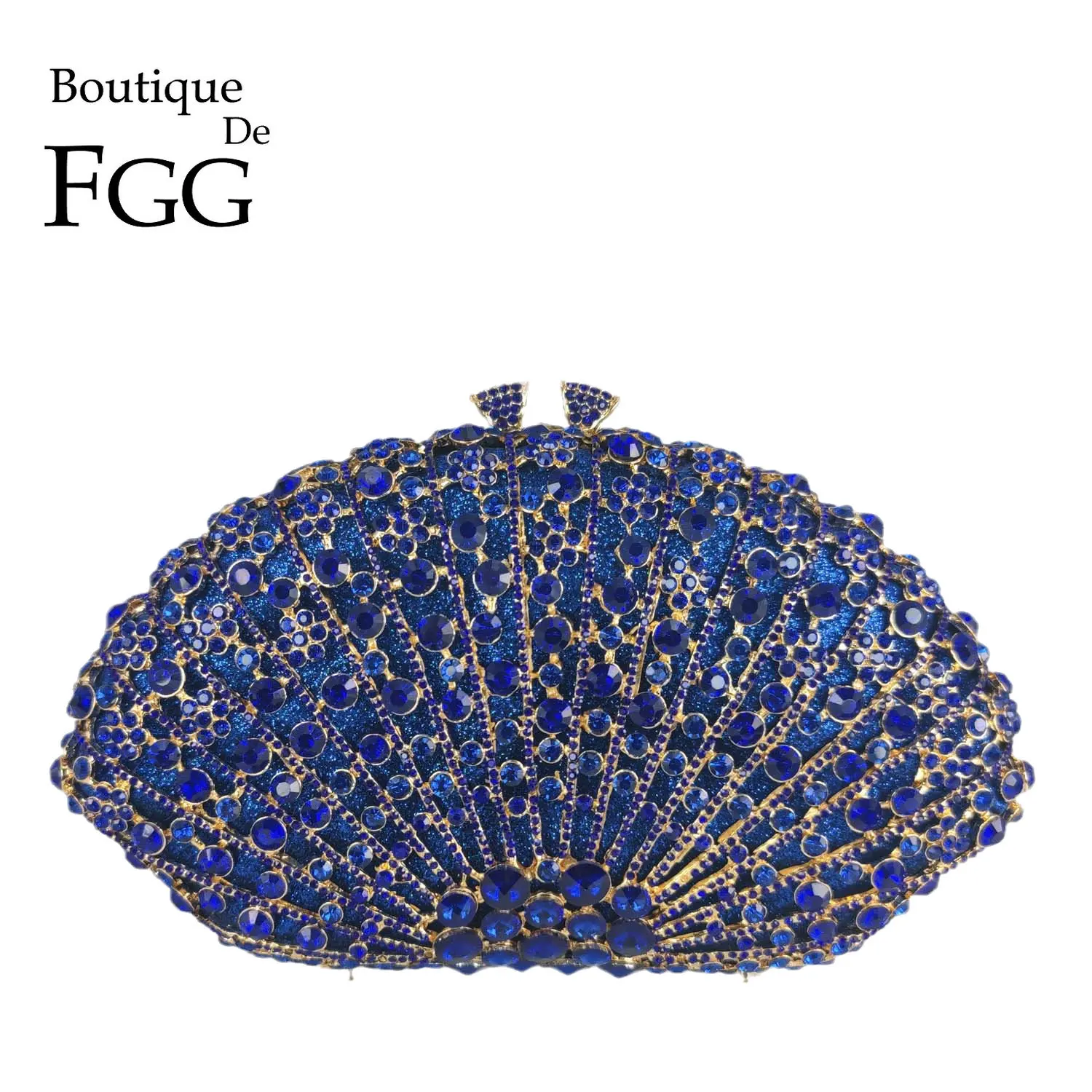 

Boutique De FGG Royal Blue Women Crystal Clutch Evening Purses Bridal Rhinestone Handbags Wedding Party Diamond Minaudiere Bag