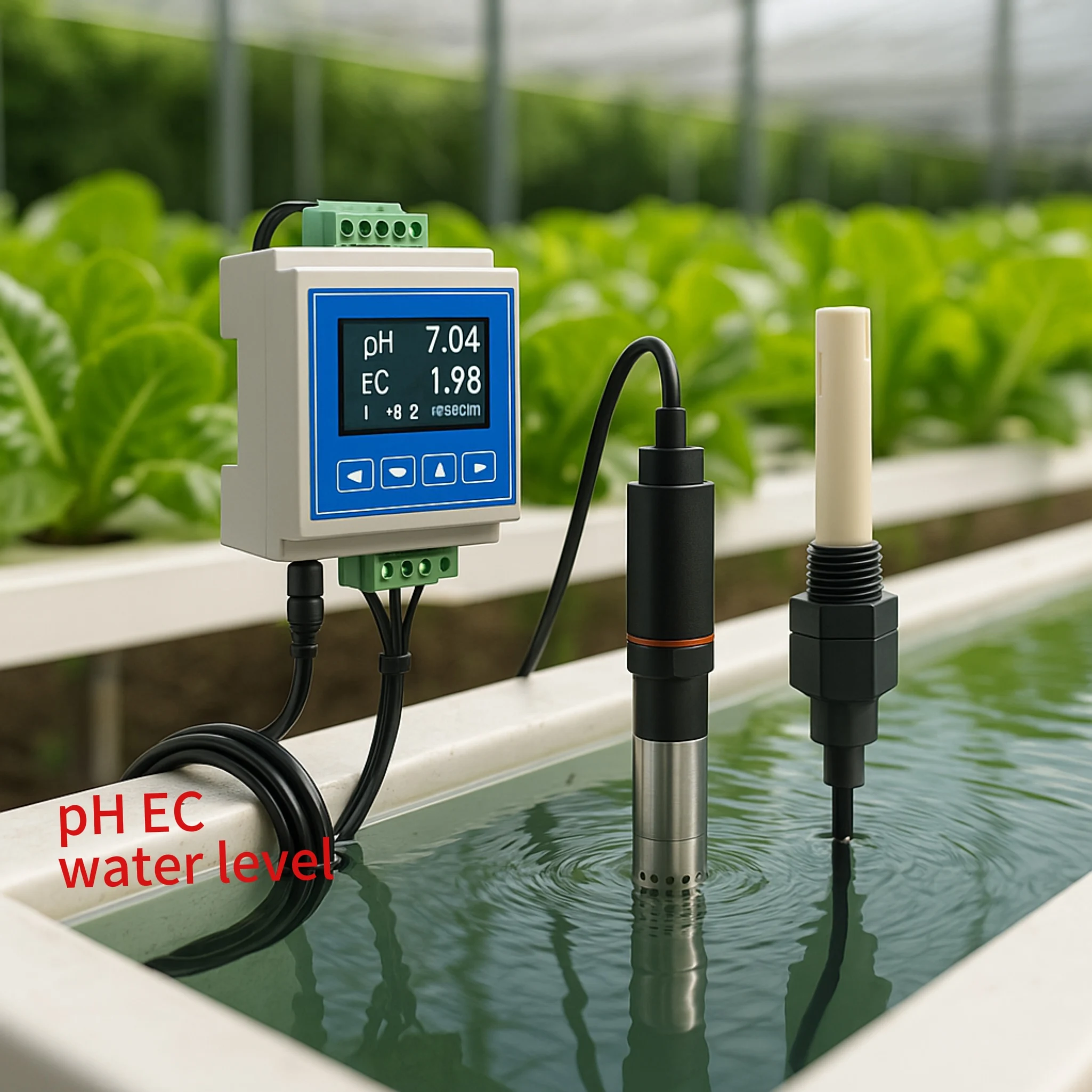 

Smart Hydroponic Monitoring System with pH EC Water Quality and Level Sensors