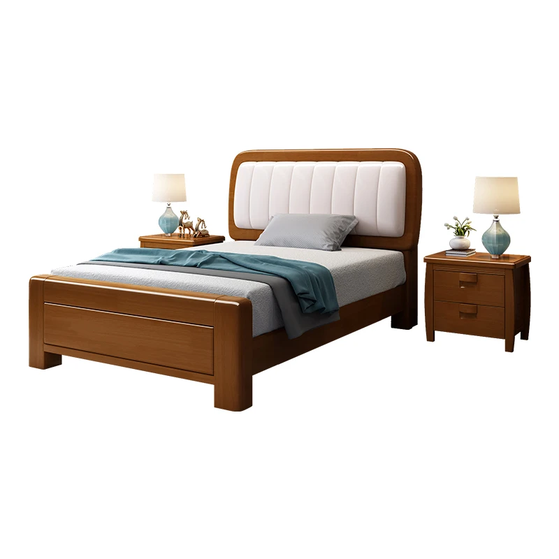 

Кровать из массива дерева, односпальная, 1.2 метра, для небольшой квартиры, 1.35 метра, для пожилых людей, с местом для хранения, современная и простая.