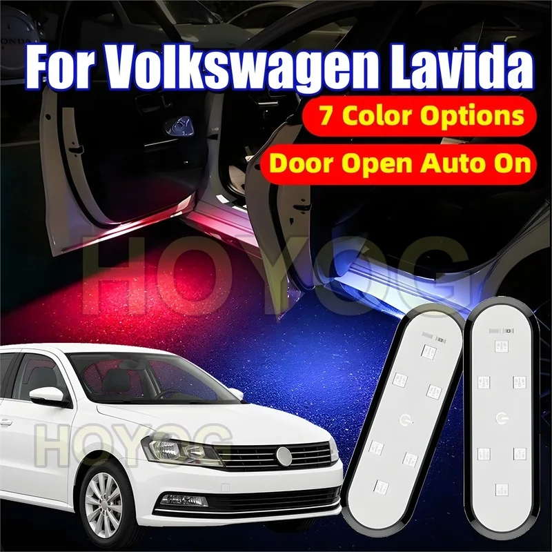Fit for Volkswagen Lavida 2012-2018 USB Rechargeable Car Door Warning Light with a Magnetic Sensor and No-Drill Installation