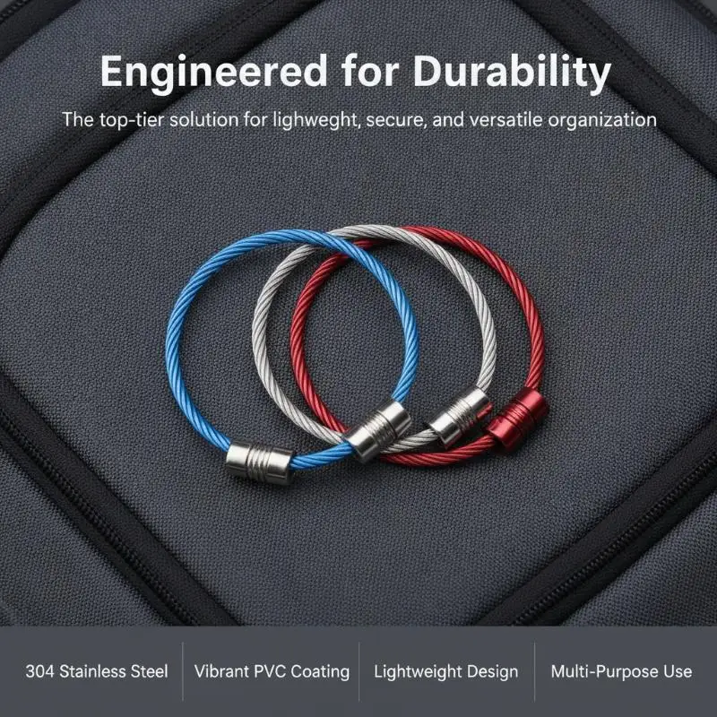 10pcs/Lot Colorful Iron Wire Keychain Cable Loop Screw Lock Rope Key Holder Keyring Key Chain Rings For Jewelry Making Supplies