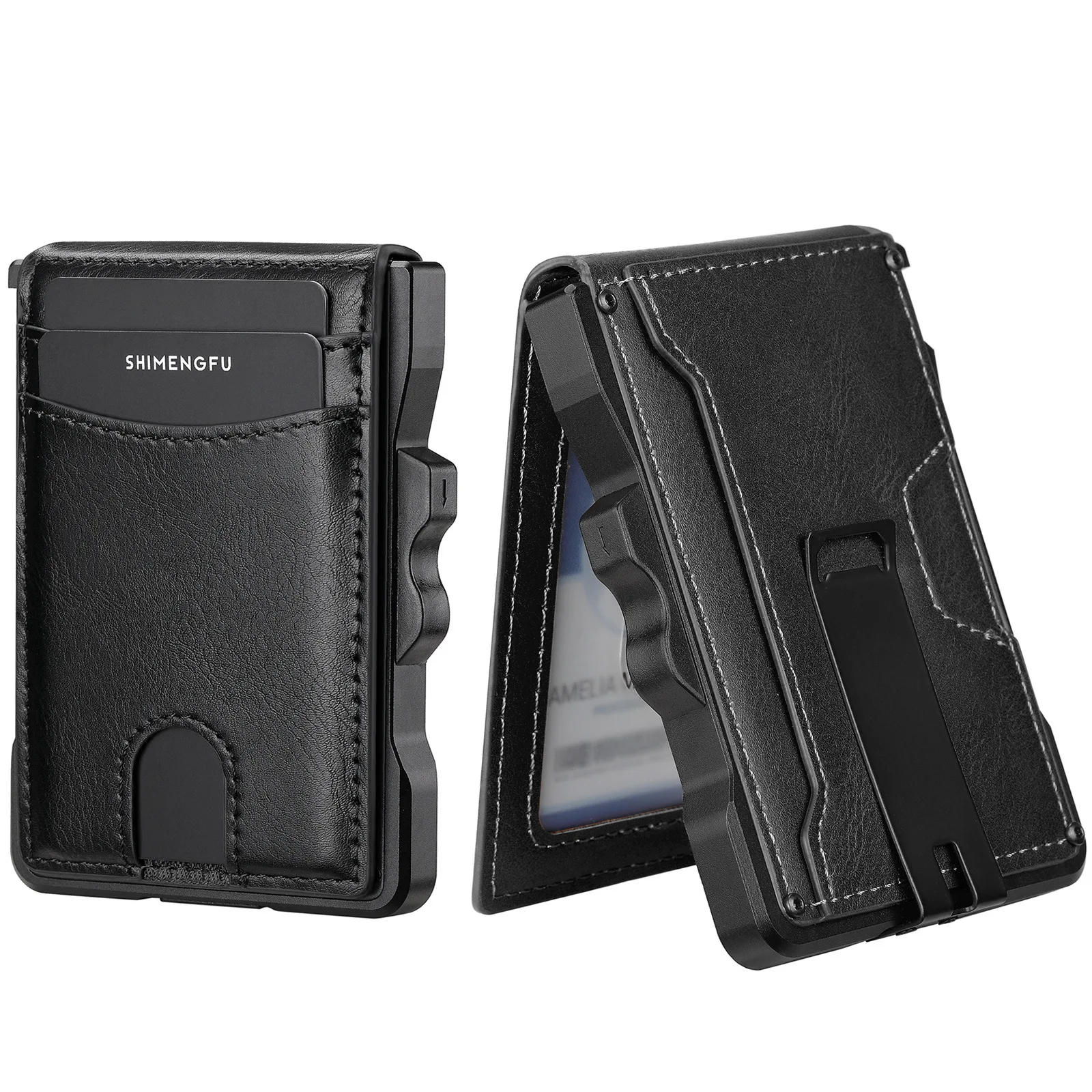 business-men's-new-foldover-rfid-anti-theft-card-holder-multi-function-wallet-side-push-leather-interior-daily-use
