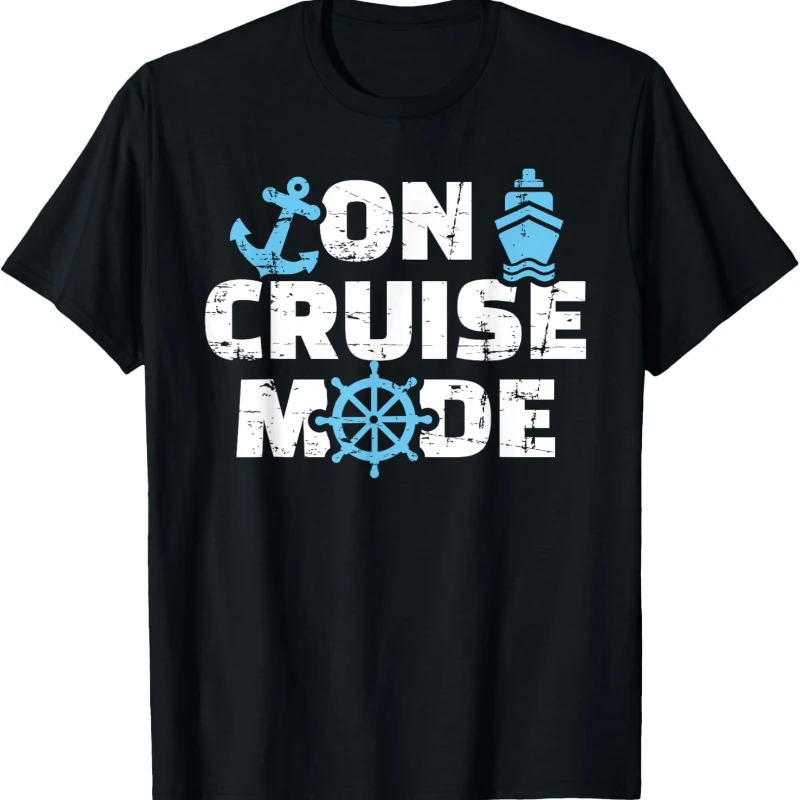 

On Cruise Mode Letters Graphic T-Shirt High Quality Cotton Casual Style Crewneck Regular Short Sleeve Unisex All-match Shirts