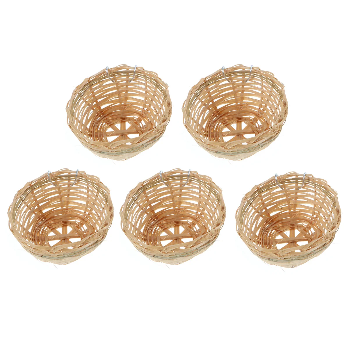 

5Pcs Handmade Bamboo Bird Nest Hanging Hook Parrot Nest Bird Country Style Decor for Cage Garden