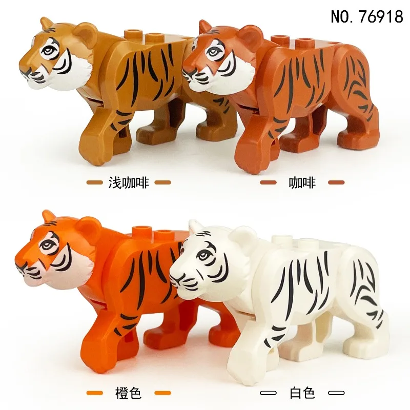 Moc Mini Building Blocks Tiger Toy DIY Assemble Animal Model Bricks Puzzle Toys for Kids Birthday Gift