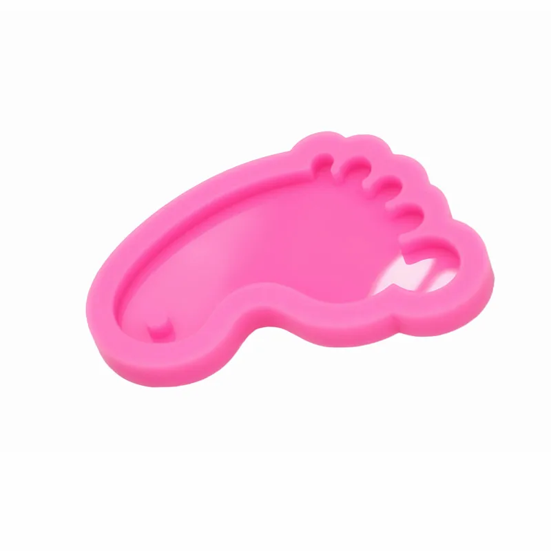 GJ-1031 Shiny Mirror Foot Shape Keychain Silicone Mold Epoxy Resin Decorative Jewelry Pendant Drip Molds