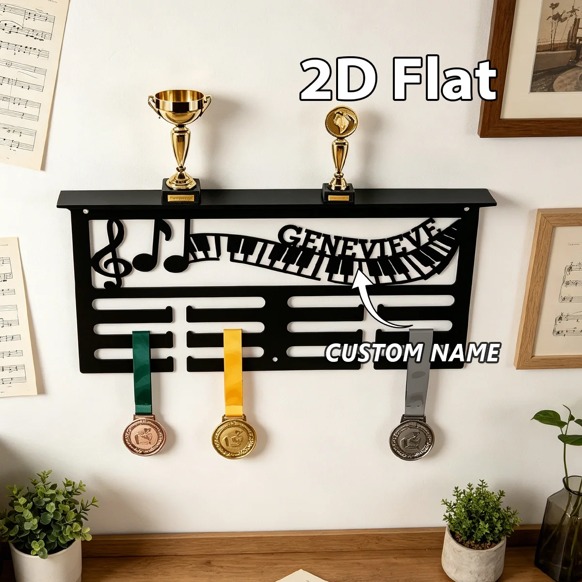 1Pc Custom Rhythmic piano Metal Medal Holder Rack,Hang Metal Wall Art,Home Decor Sports Award rack storage rack,Birthday Gift