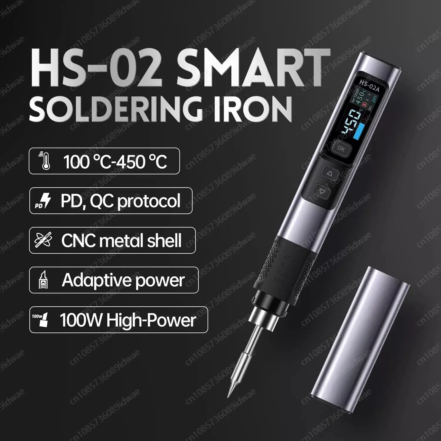 

HS-02 Adjustable Temperature Soldering Iron DC 20V 100-450℃ Welding Solder Rework Station PD 100W Portable Repair Tool