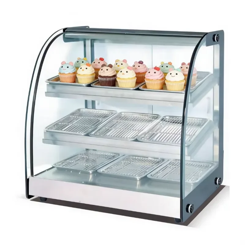 Electric Curved Display Cabinet Stainless Steel Heating Insulation Unit Commercial Kitchen Equipment for Hotel Restaurant