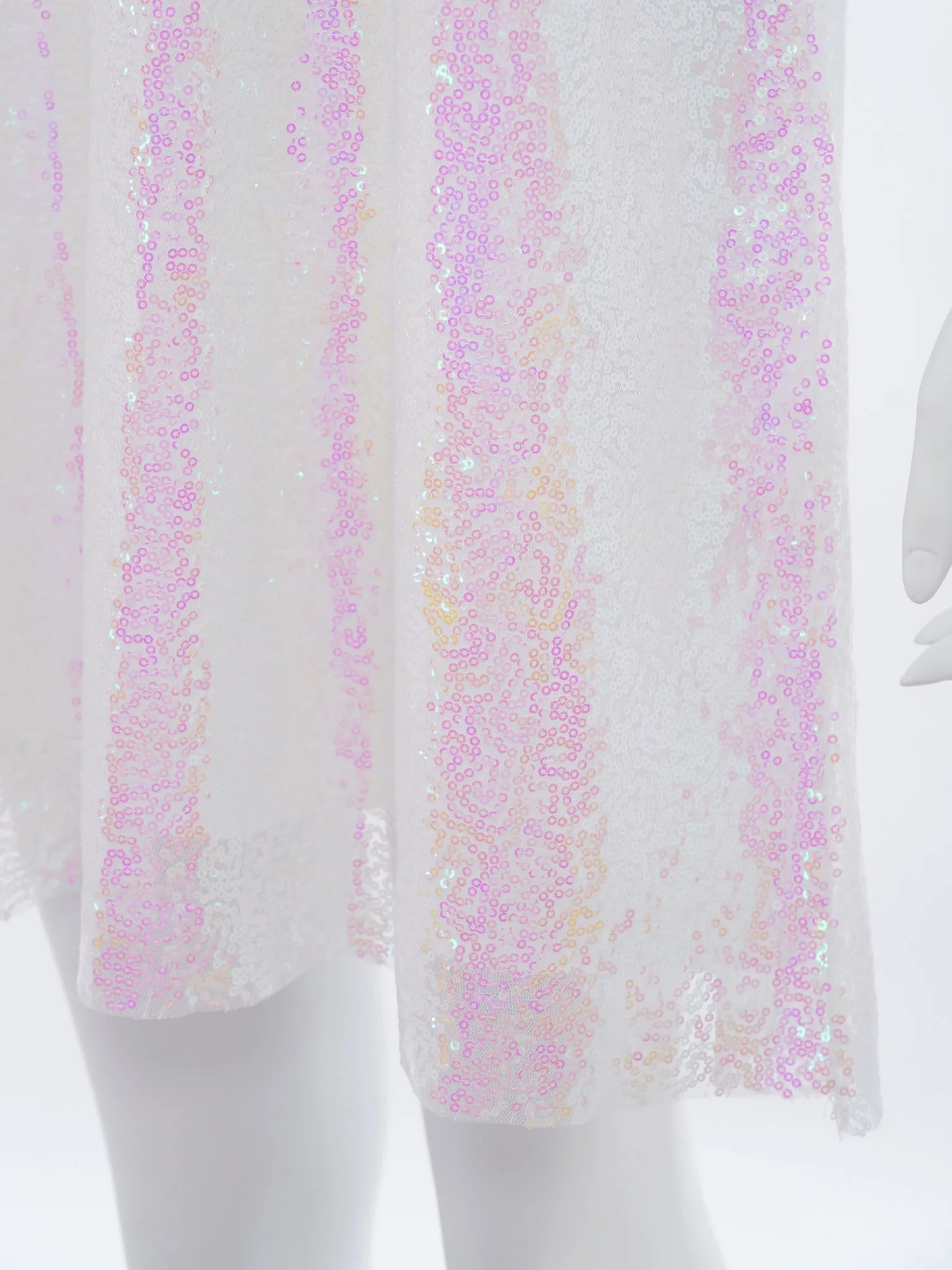 Abito da principessa per bambina, moda estiva, girocollo, maniche corte, paillettes scintillanti, abito da festa per spettacoli di compleanno