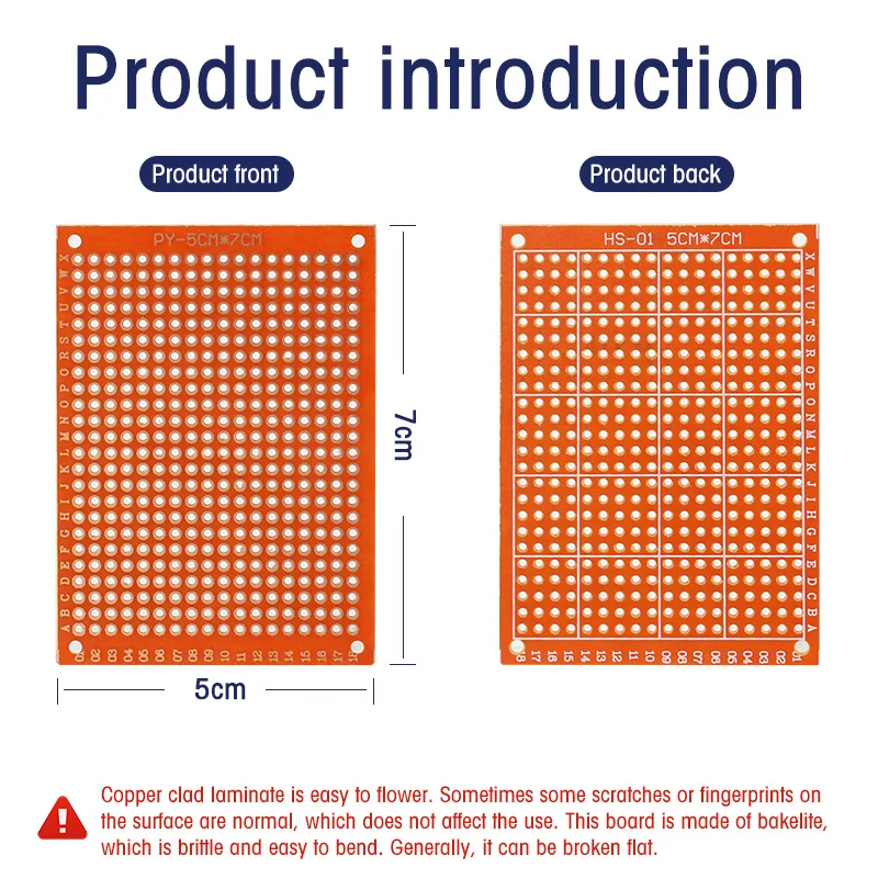 10PCS 5x7 cm Single Sided circuit board kit 5*7 bread board protoboard Universal Printed Circuit Boards DIY Set yellow