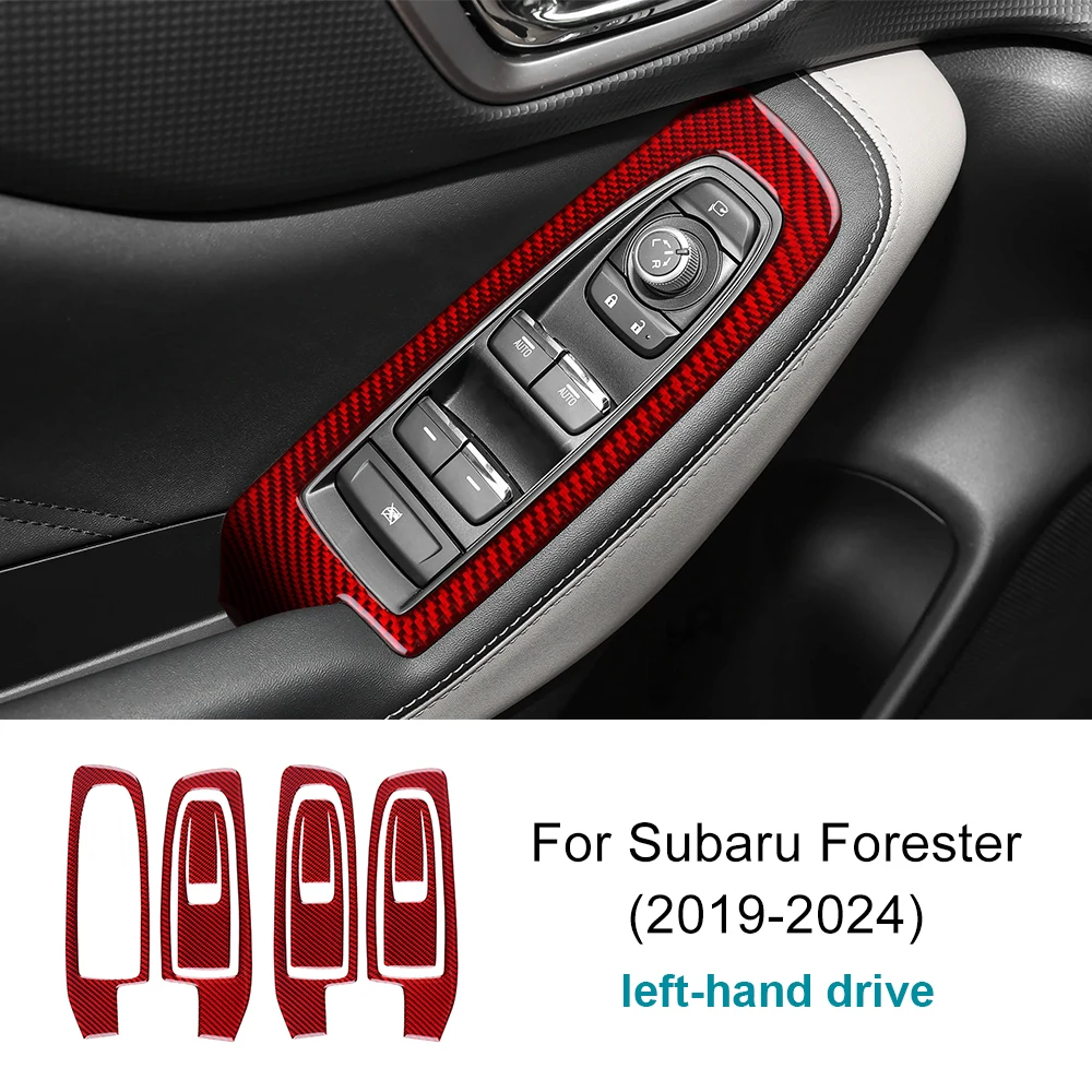 

Real Soft Carbon Fiber Sticker for Subaru Forester 2019 2020 2021 2022 2023 2024 LHD RHD Car Window Lift Button Panel Trim