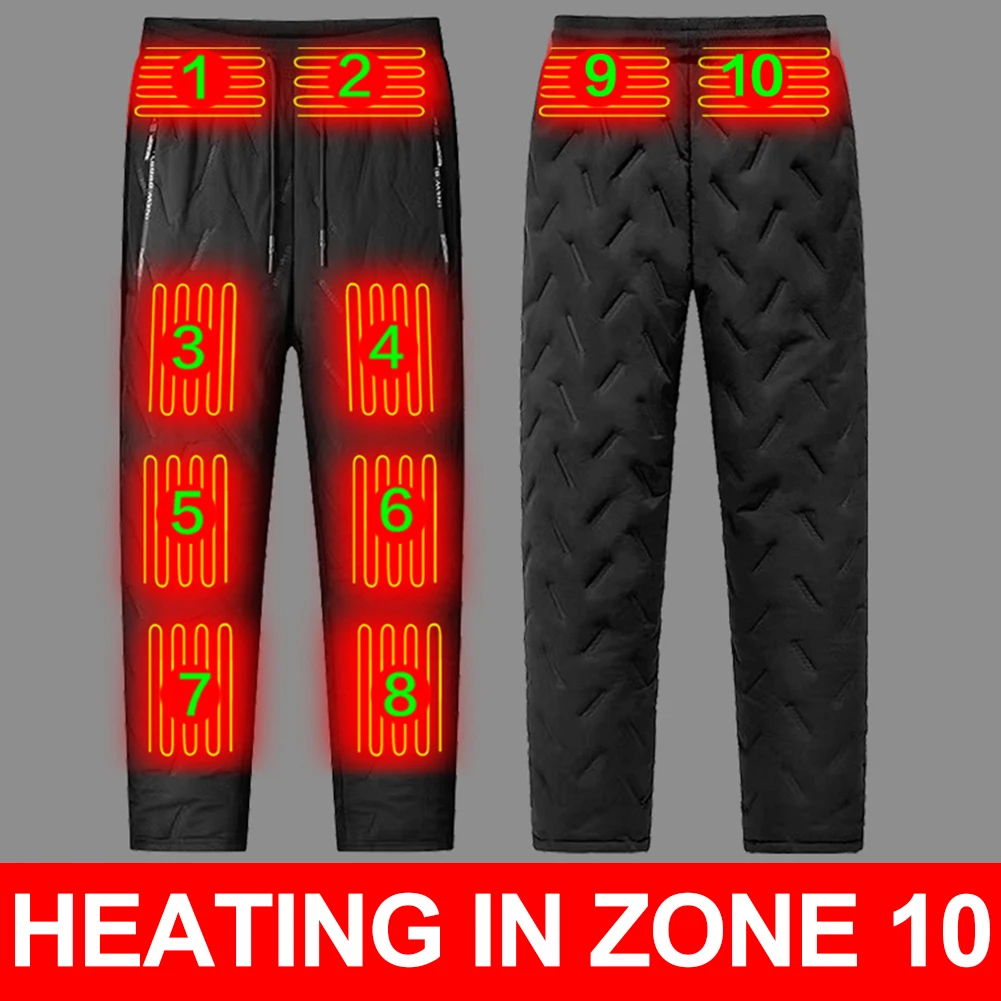 

10-Heating Zones Unisex Thermal Pants USB Electric Heated Hiking Pants 3-Temperature Modes Warmer Trousers For Outdoor Camping