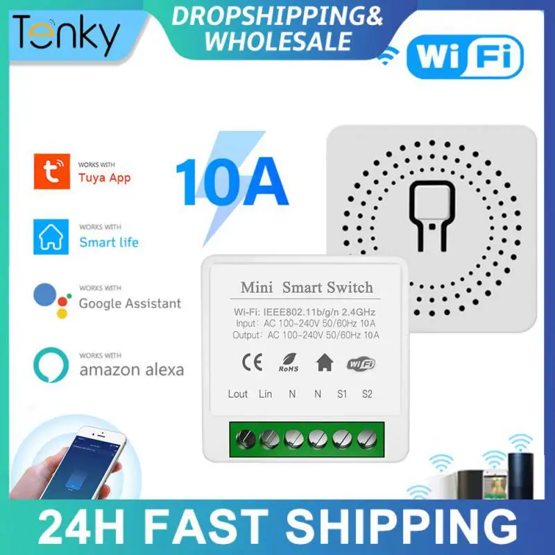 

Breaker Switch Module 10a Remote Control Smart Switch Mini Wifi Wireless Switches Tuya Compatible With Alexa Home