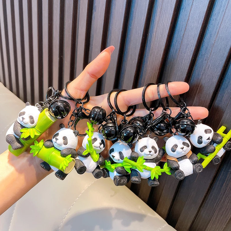 Chinese Giant Panda Keychain Pendant Cartoon Panda Decoration Toy Luggage Accessories Creative Car Key Ring Children\'s Day Gift