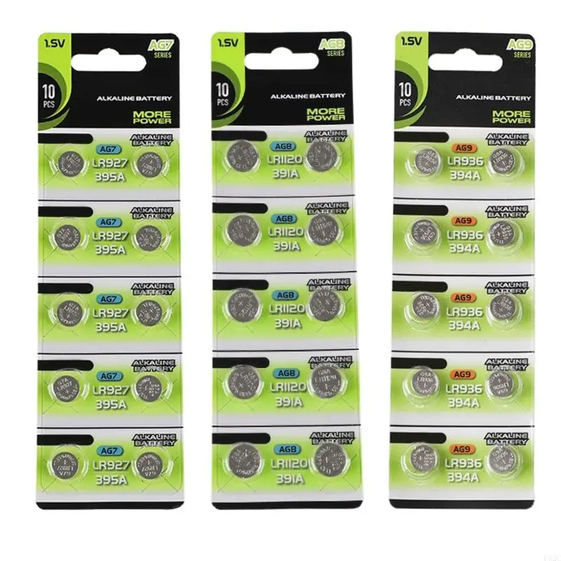 F62C 10pc/20pc AG7/AG8/AG9 Alkalin -Knopfzellen 1,55 V Zuverlässige Leistungsquellen Batterie für Hörgeräte und medizinische