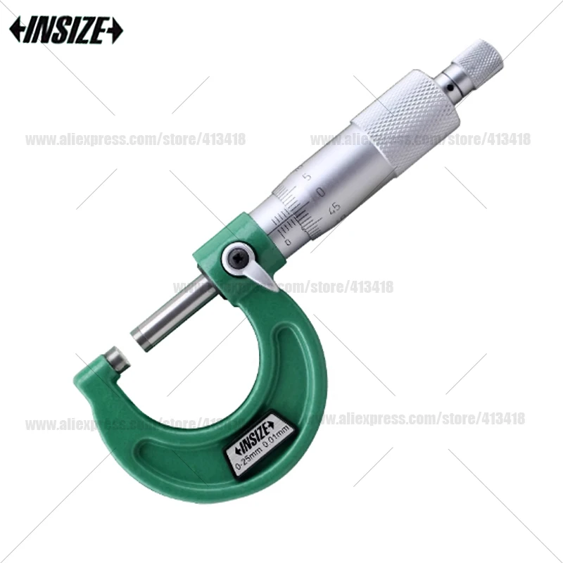 Insize 外側マイクロメーター目盛り 0.01mm0-25/25-50/50-75/75-100mm 測定器グリーン測定ツール