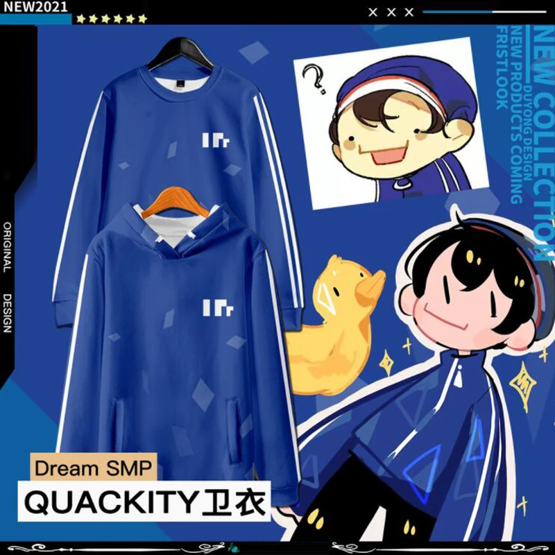 

Quackity Cosplay Dream Team SMP Merch Funny Hoodie Long Sleeve Streetwear Hooded Sweatshirts Women/Men Harajuku Casual Tracksuit