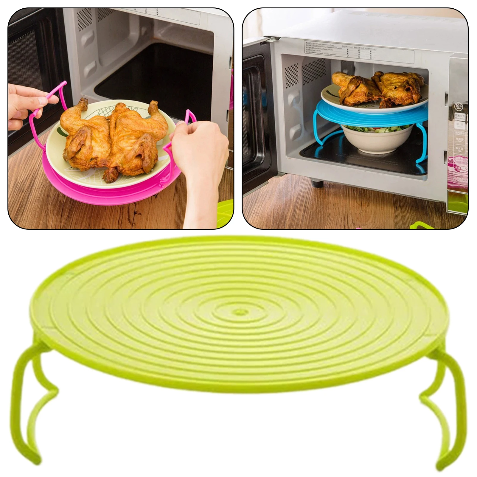 Microwave Layering Tray Stand Foldable Anti-Slip Heat-Resistant Versatile Use As A Trivet Or Cooling Rack Kitchen Cooking Helper