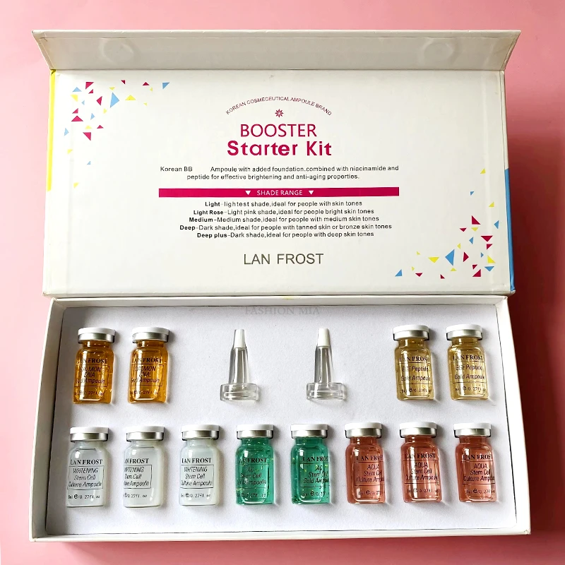12 viales 8ml BB Cream Glow Set Lan Frost Salmón ADN/Niacinamida cuidado de la piel Facial suero ampolla base cosméticos esenciales