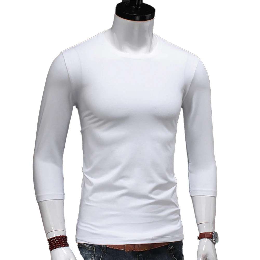 Thermal Underwear Men Casual Muscle T Shirt O Neck Slim Fit Blouse Activewear Tops Tee Undershirt Pullover Long Sleeve Top A50