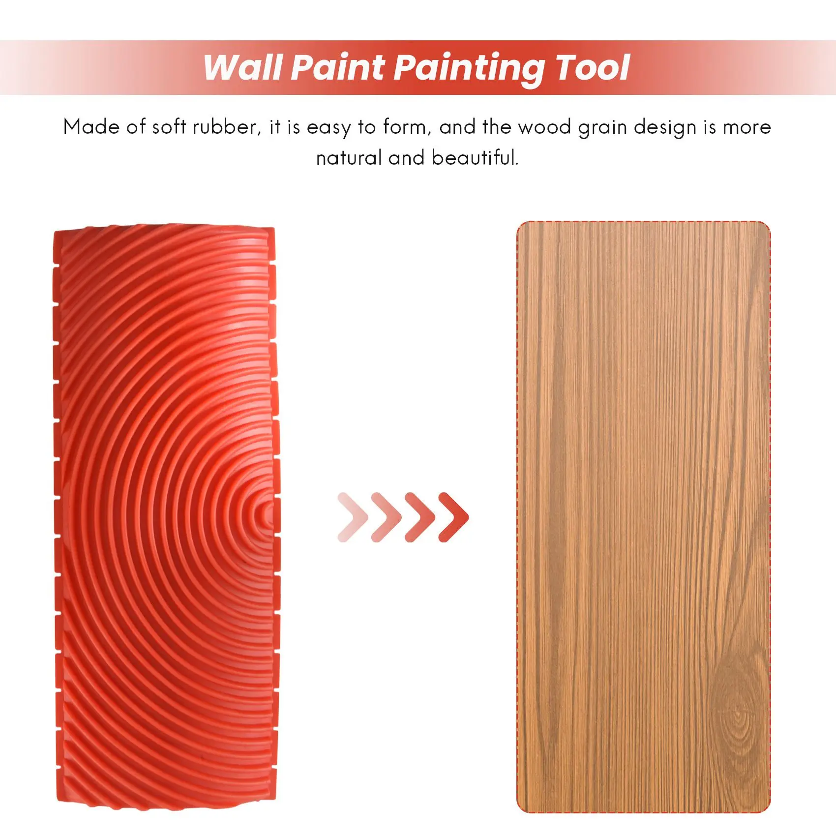 Wood Graining Tool Set for Wall Painting Decoration, Rubber Pattern, DIY, 4pcs