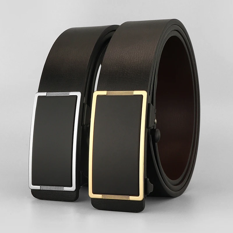 

Designer Toothless Belts Men Casual High Quality Smooth Automatic Buckle Genuine Leather Black Younth Luxury Brand Waist Strap