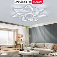 IRALAN Smart Flower Ceiling Fan Light with App Remote Control Stepless Dimming 6 Speed Wind Silent DC Motor for Bedroom Foyer